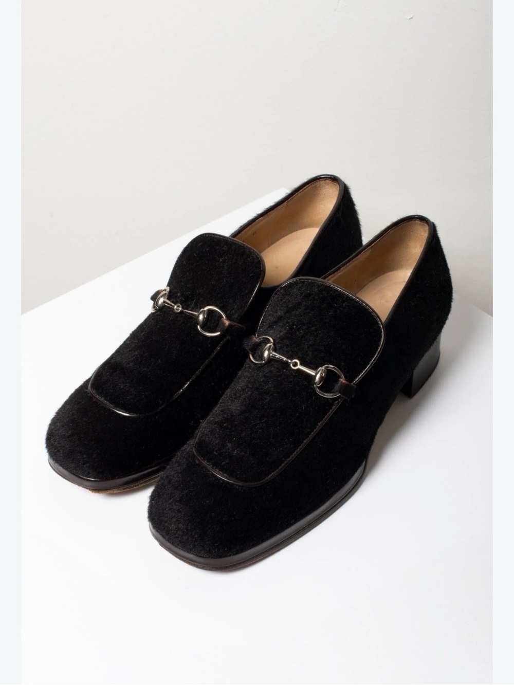 Vintage Mens Gucci Horsebit Pony Hair Loafers